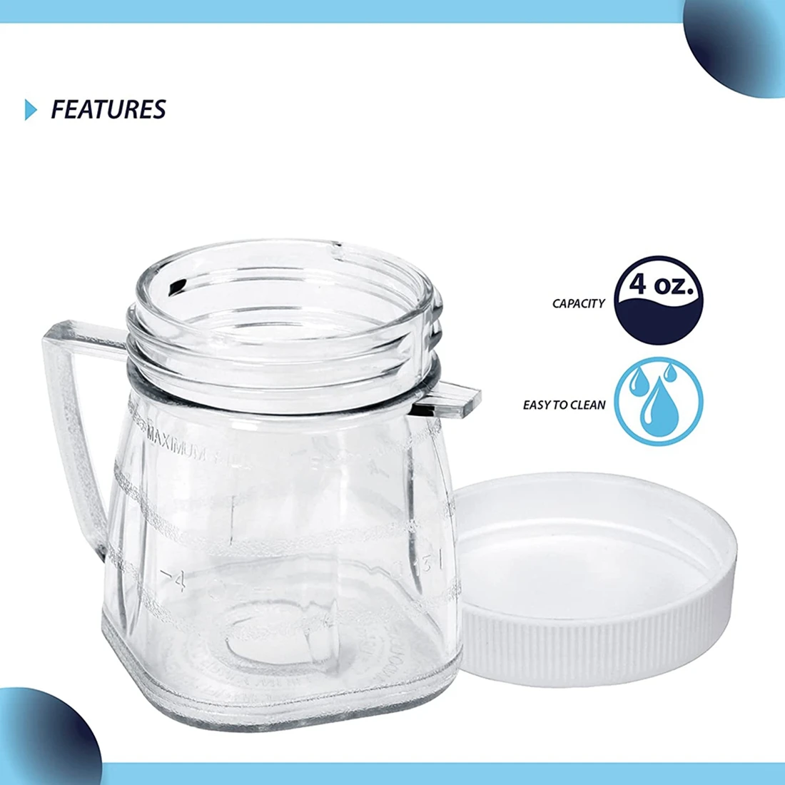 Mini 1-Cup Jar plástico transparente, substituição se encaixa para liquidificadores Oster, 4 pcs