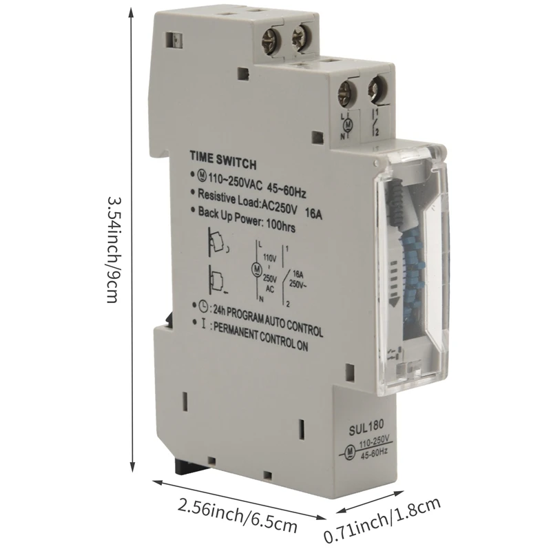 Sul180a 15 Minutes Mechanical Timer 24 Hours Programmable Din Rail Timer Time Switch Relay Measurement Analysis Instruments New