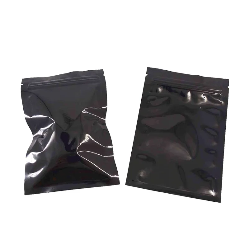 

100pcs Black Color Zipper Bags Zip lock Pouch Glossy Plastic Smell Proof Pouch Small Gift Sample 1g-3.5g Powder Flower Bag