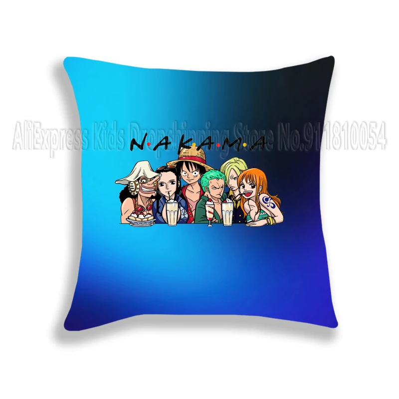 One Piece Polyester Cushion Cover Luffy Zoro Pillow Case Ace Law Four Emperors Living Room Chair Sofa Home Decoration