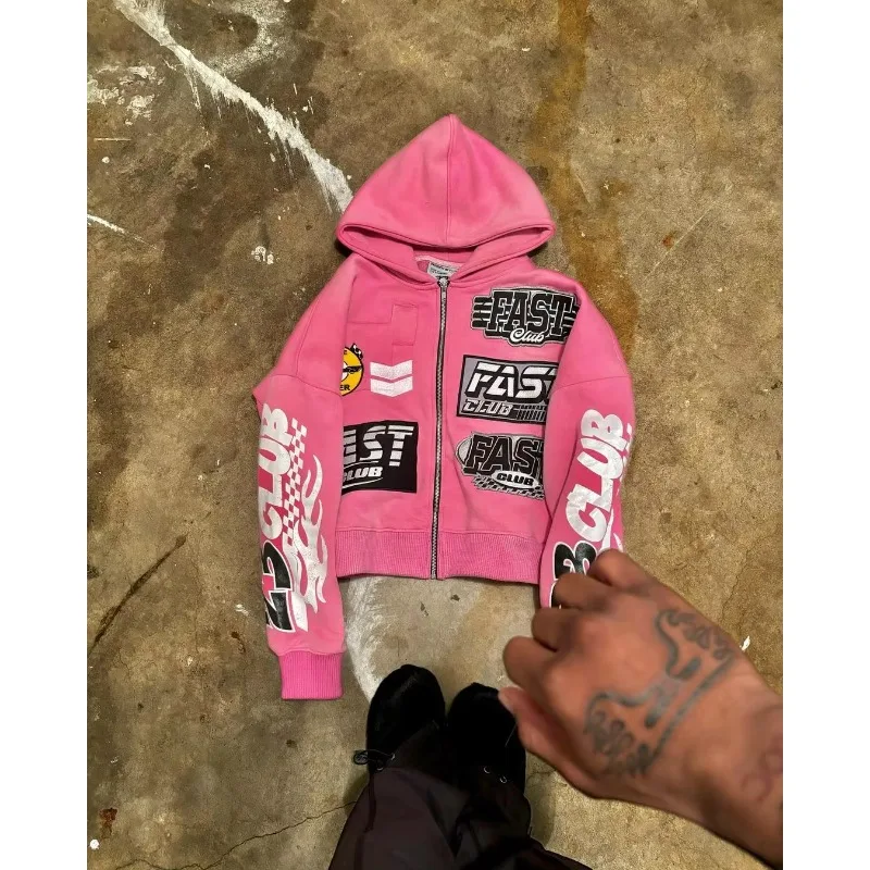 New Vintage Motorcycle Style Harajuku Women’s Letter Print Hoodie Street Hip Hop Gothic Unisex Casual Loose Sweatshirt