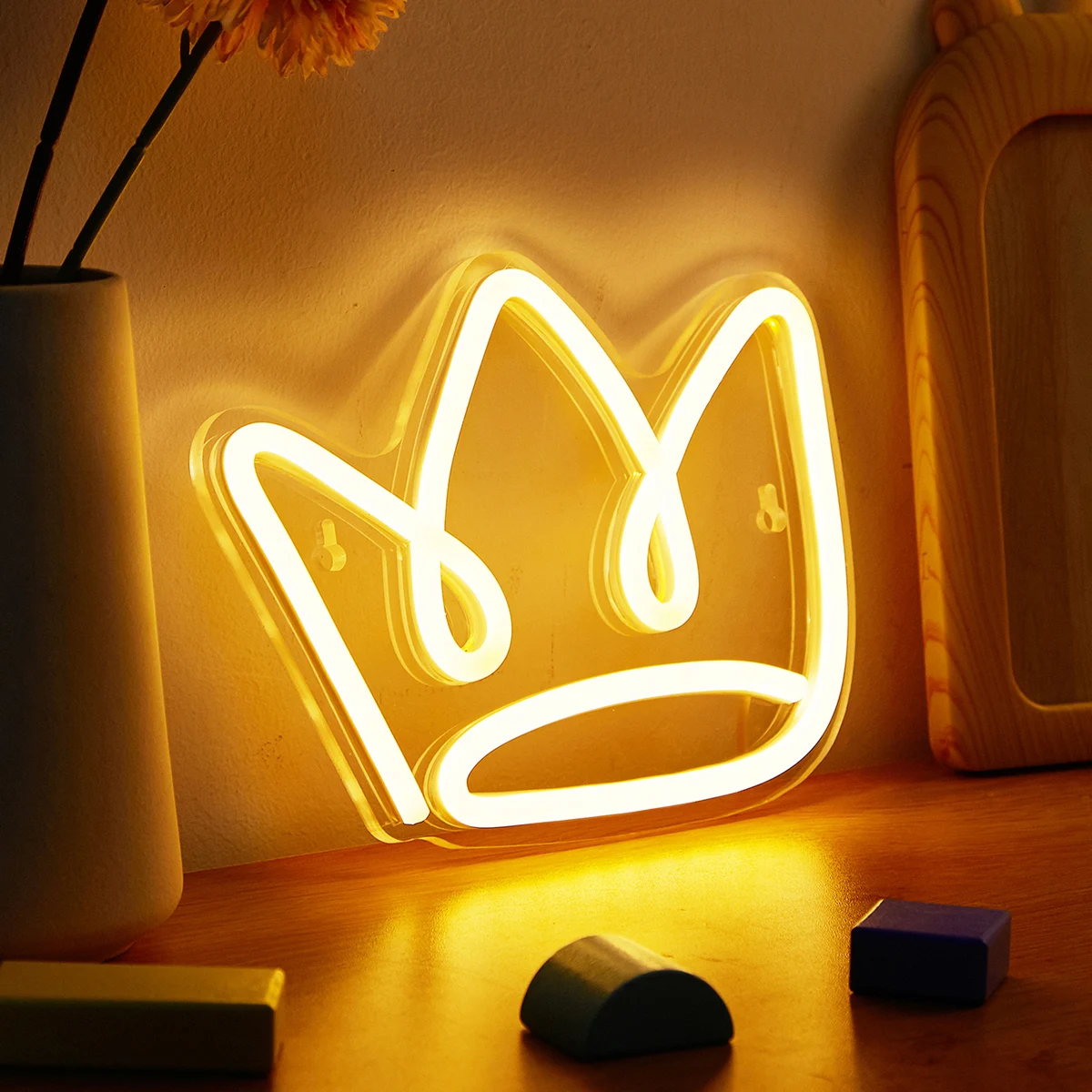 Chi-buy LED Neon Crown USB Powered Neon Signs Night Light 3D Wall Art & Game Room Bedroom Living Room Decor Lamp Signs