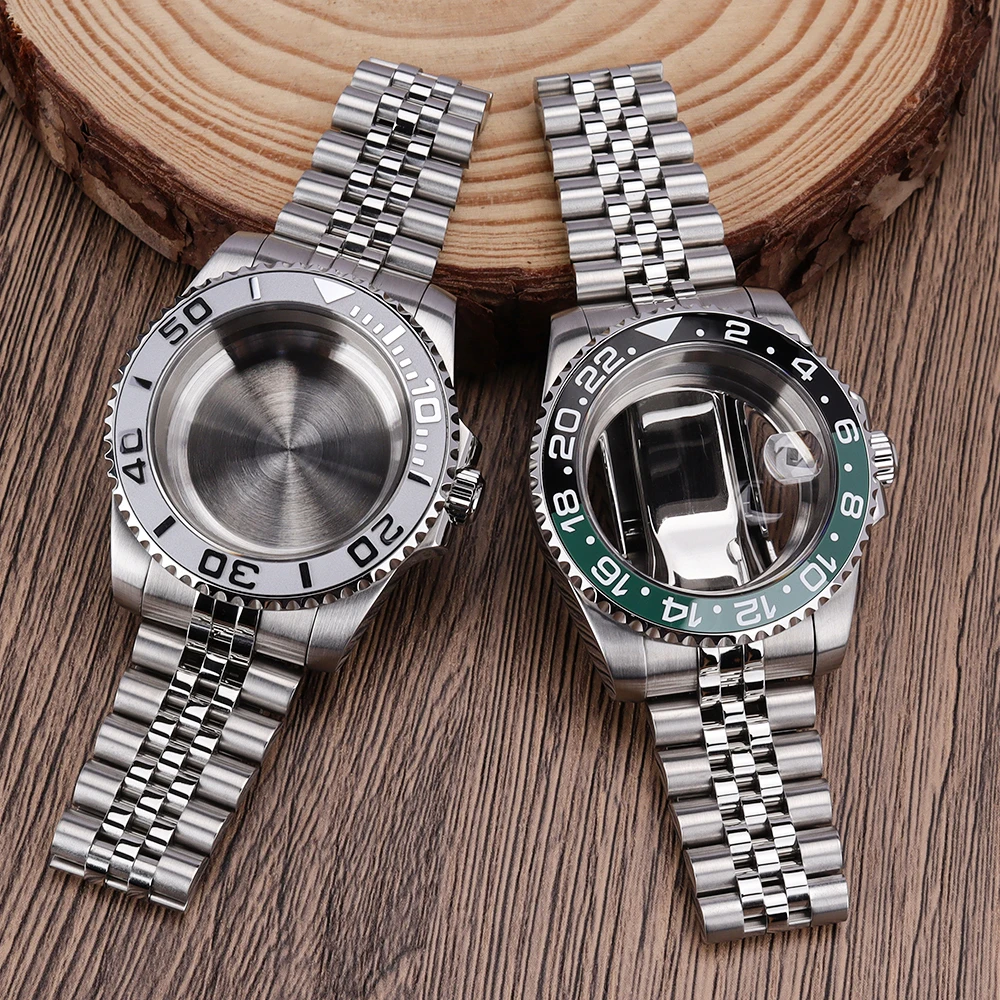 40mm Luxury Men's Watch Case strap Sapphire Glas part for GMT NH34 SUB NH35 NH36 Miyota8215 Eta2824 Movt YACHT MASTER Case 20bar