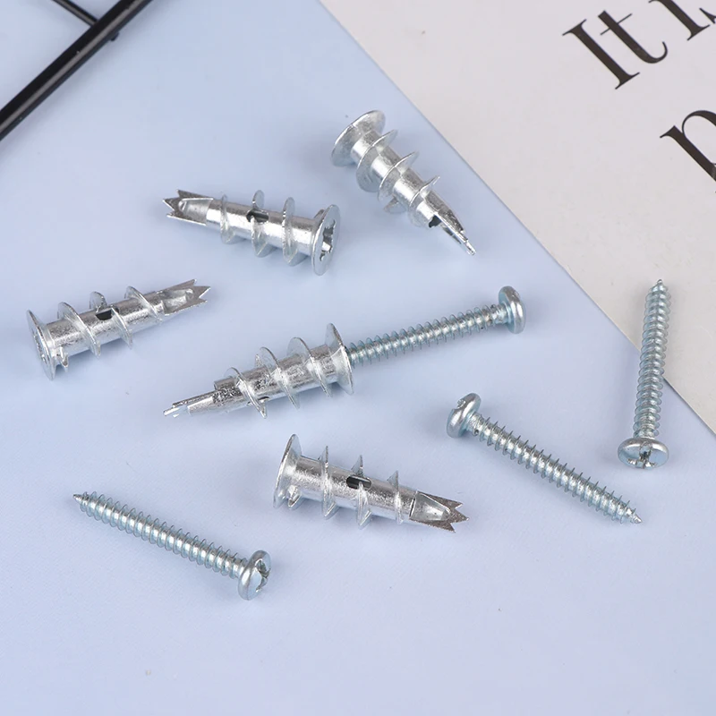 20/40/60Pcs Zinc Alloy Plasterboard Drywall Anchor Hollow Wall Self-drilling Wall Plug With Tapping Screw Drywall Bolt