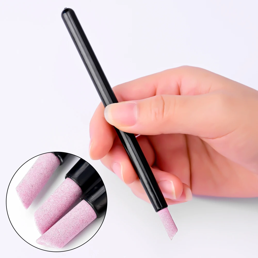 5pcs Dead Skin Remover Nail Quartz Stone Pen Exfoliating Nail Cuticle Remover Pusher Nail Grinding Pen Polish Manicure Art Tools