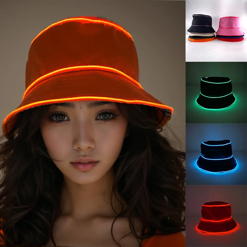 LED Fishermen Caps Birthday Halloween Concert Christmas Sports Costume Accessories Luminous Leisure Fashion Rap Bucket Hats