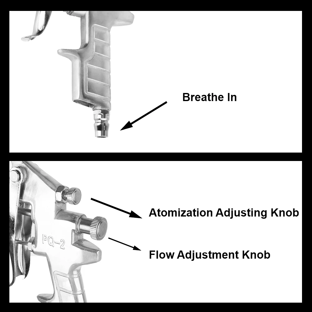 PQ-2 Anti-roest verfspuit Handvat Spuitgereedschap Pneumatisch spuitapparaat Zilver met 2 MM mondstuk HVLP Spuitverfmachine