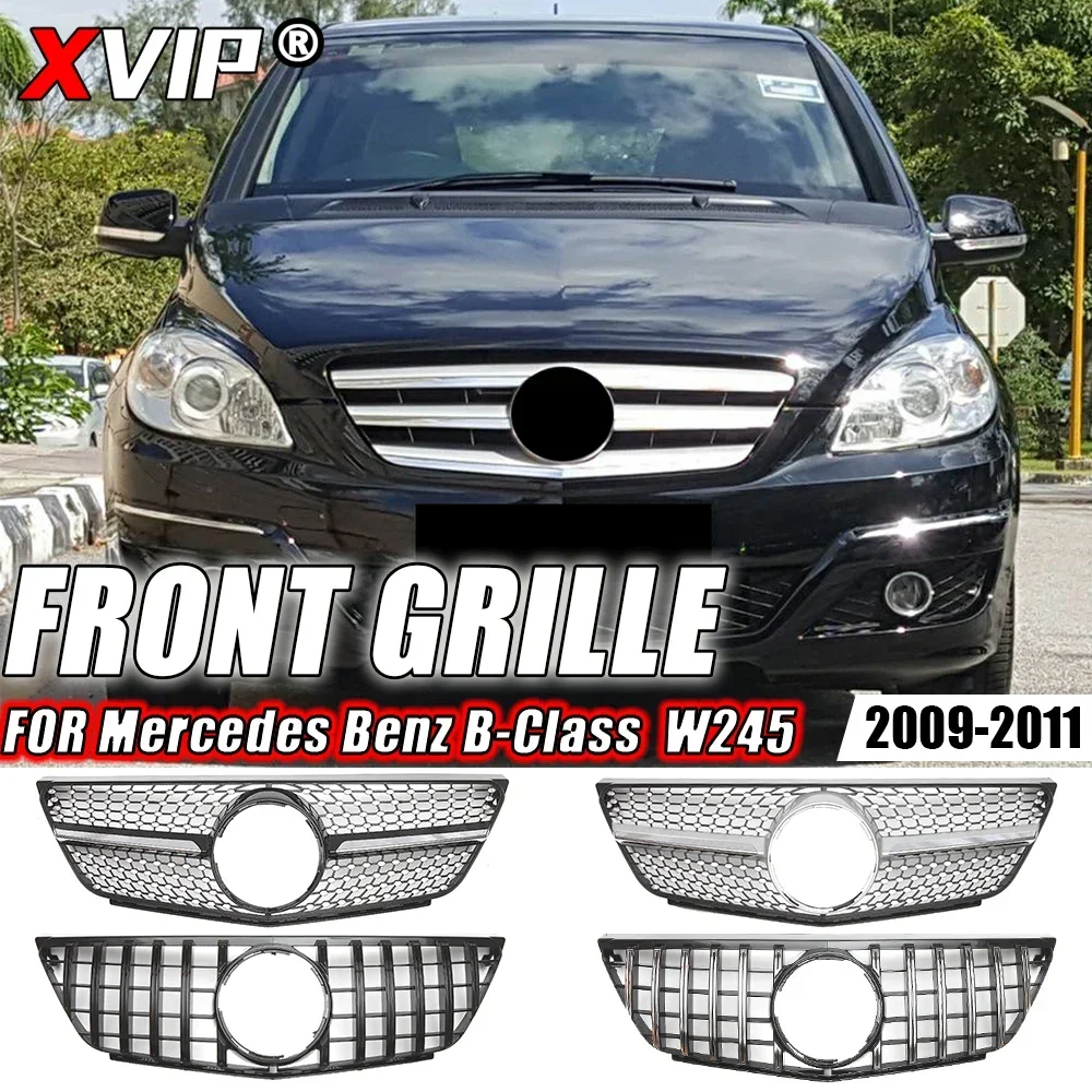 

XVIP Chrome Black Diamonds Style Front Bumper Grille For Mercedes Benz B-Class B180 W245 2009-2011 GTR Style Front Racing Grille