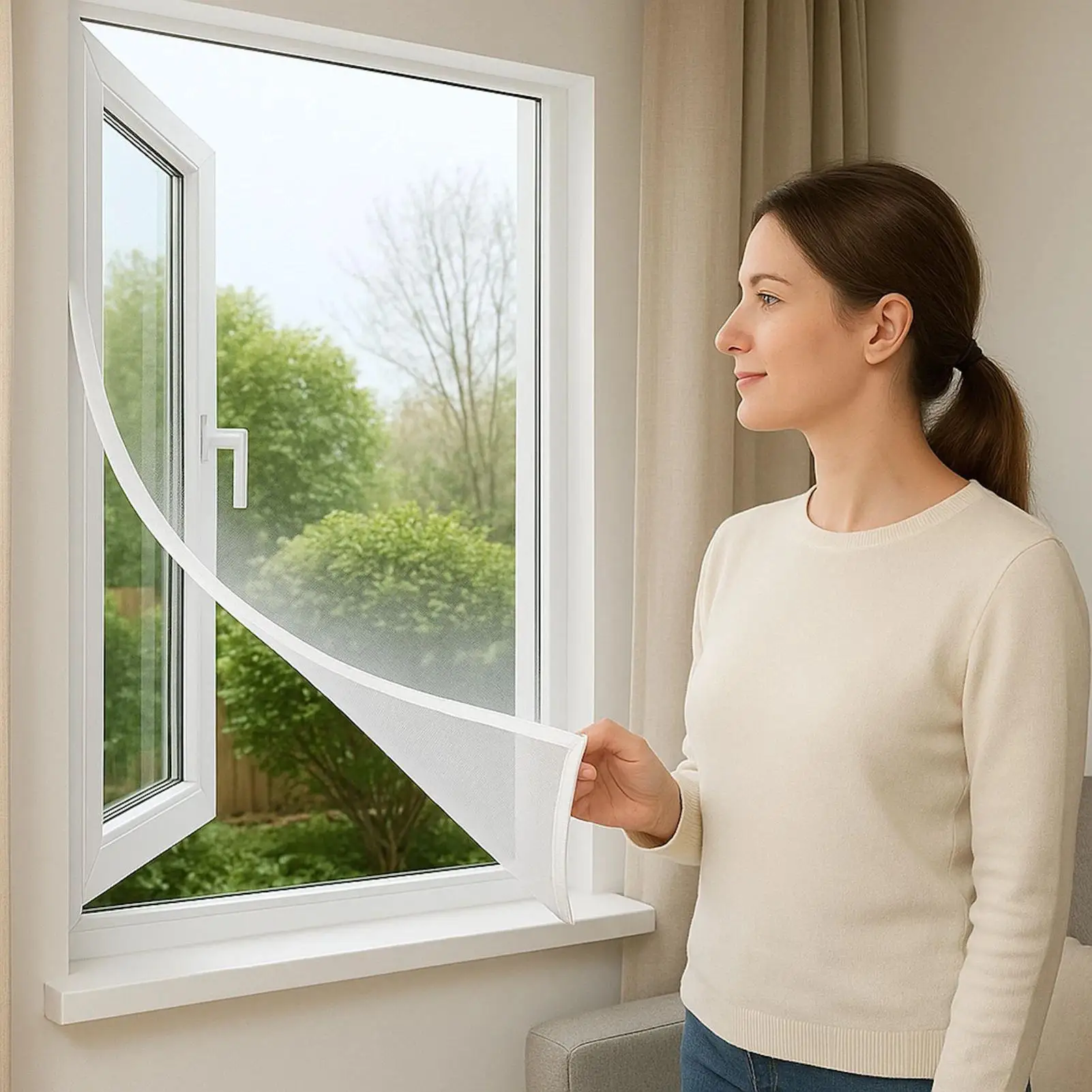 Window Screen Replacement Self-Adhesive Sliding Door Fly Screen Mesh Adhesive Replacement Parts Netting For Bedroom Home Frame