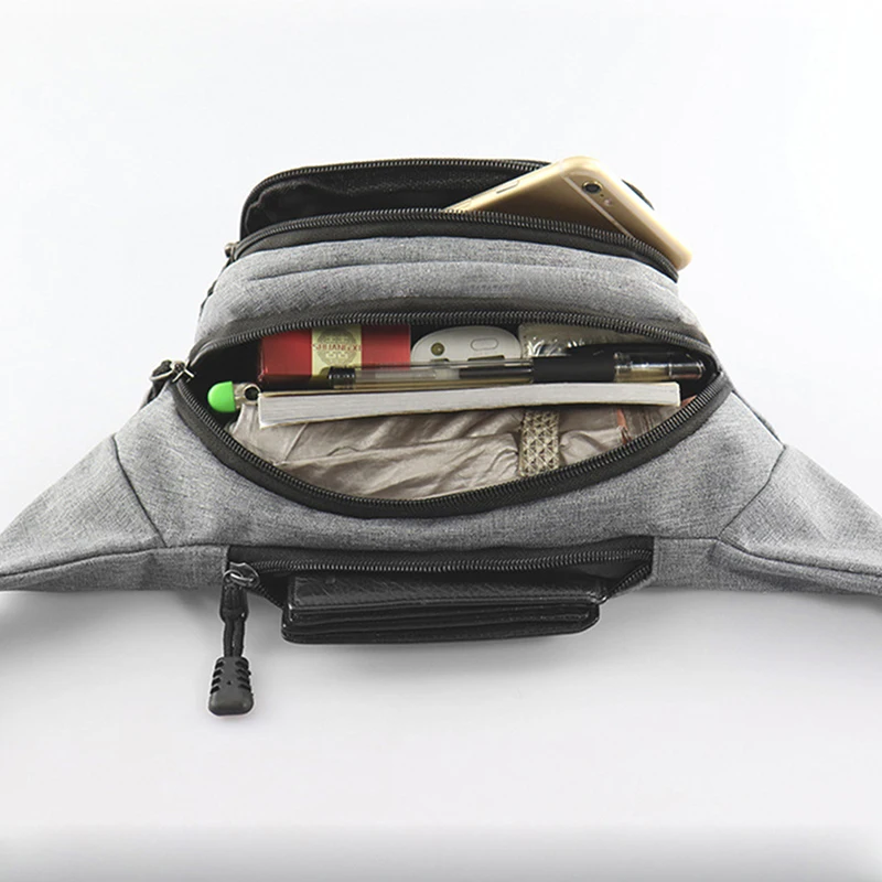 Gray Hip Belly Banana Bum Chest Belt For Men Women Waist Bag Male Female Fanny Pack Pouch Murse Purse Kidney Row Bumbag