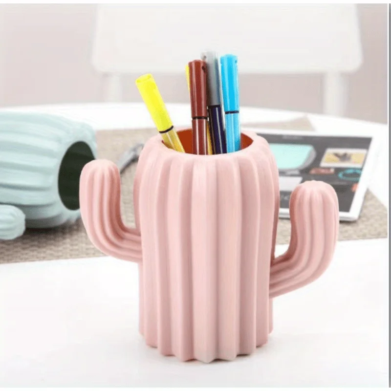 1pc Imitation Ceramic Vase Nordic  Vase, Cactus Desktop Organizer Pencil Pen Holder, Container Stationery Office Fashion Tool