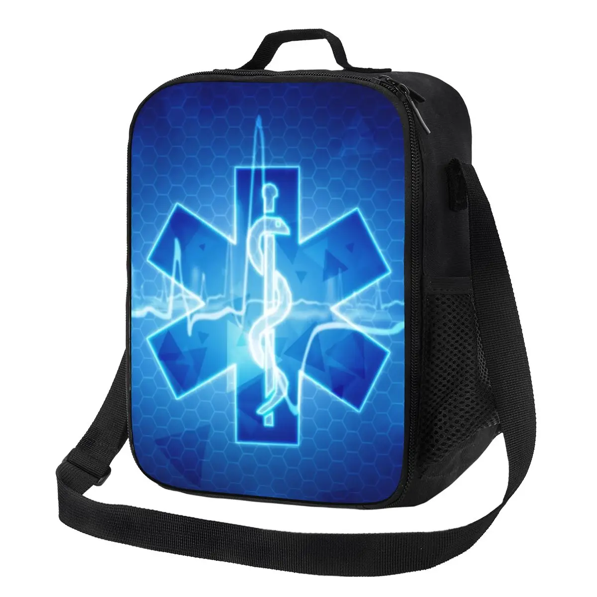 مخصص نجمة الحياة سيارة إسعاف الطبية EMT ضربات القلب شعار معزول أكياس الغداء للماء الحرارية برودة بينتو صندوق النساء الاطفال