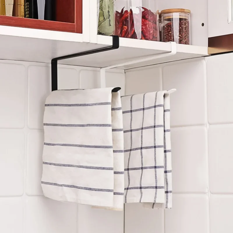 Paper Roll Holder Towel Rack Cling Film Storage Rack Bathroom No Punching Storage Rack Hanging Shelf Kitchen Tissue Accessories