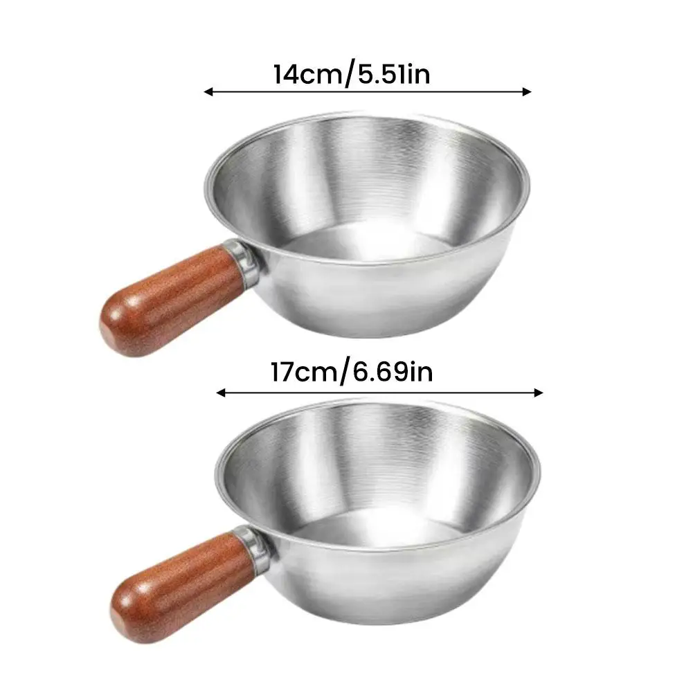 Premium Stainless Steel Fried Egg Pan Instant Noodle Pot For One Person  Appearance Wood Handle Snack Pot Small Cooking Pot