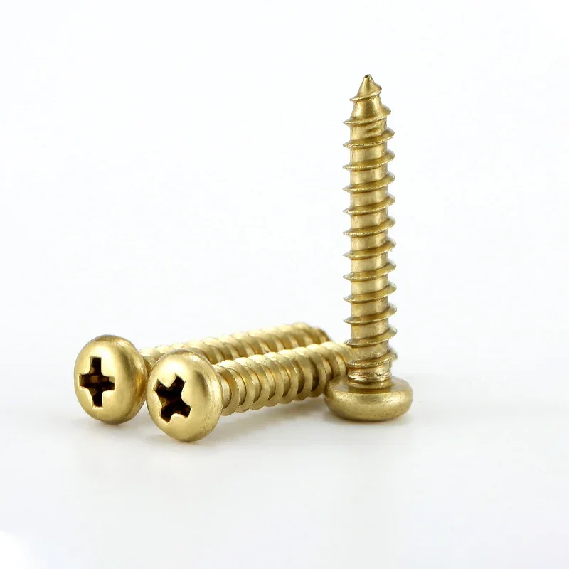 3~20pcs Brass Round Self Tapping Screw M3 M3.5 M4 M5 M6 Wood Screws Length 6mm~50mm