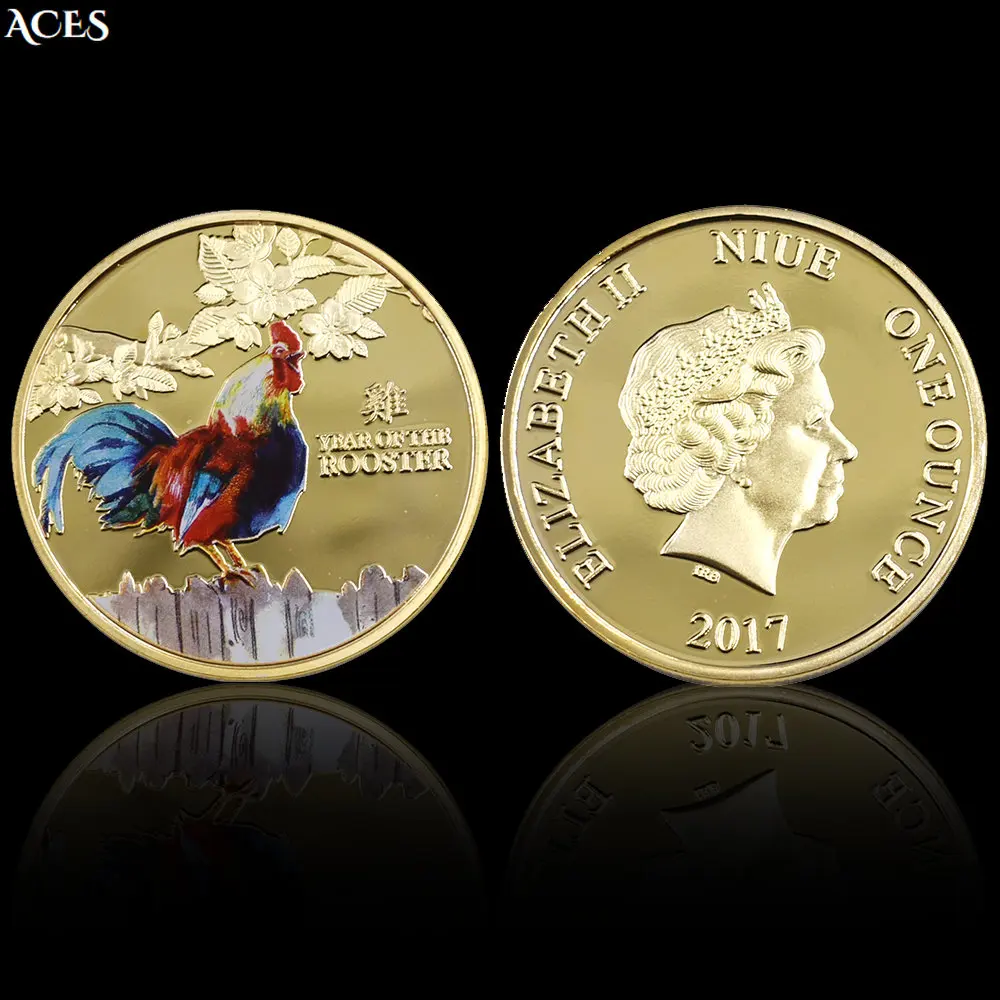 

Year of The Rooster Coin Chinese Zodiac Commemorative Coin Color Painting Lucky Coin Craft Collection Mascot Gift