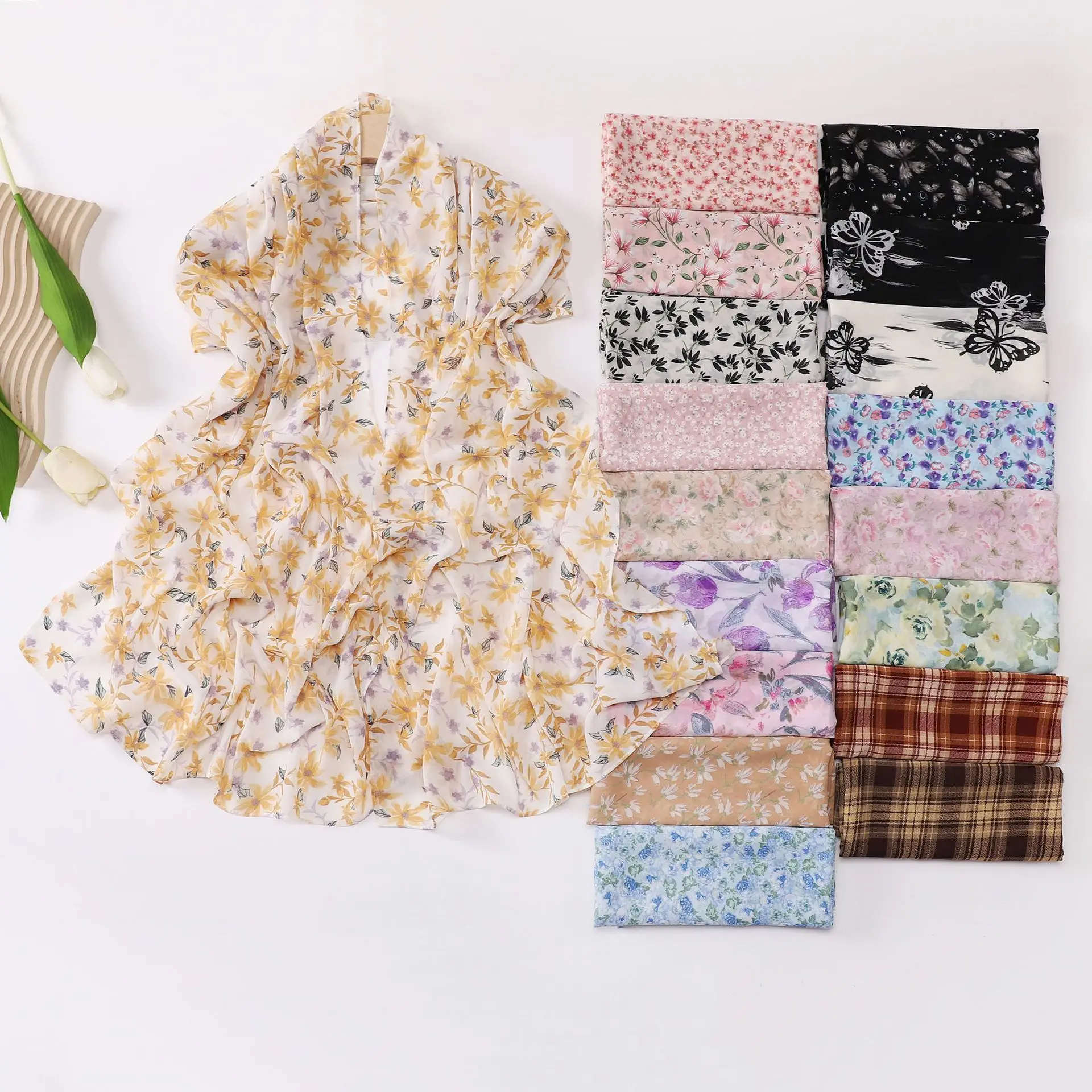 Nuova stampa floreale in chiffon Hiajb stampato sciarpa hijab foulard velo pittura a olio stile hijab per le donne turbante regali islamici