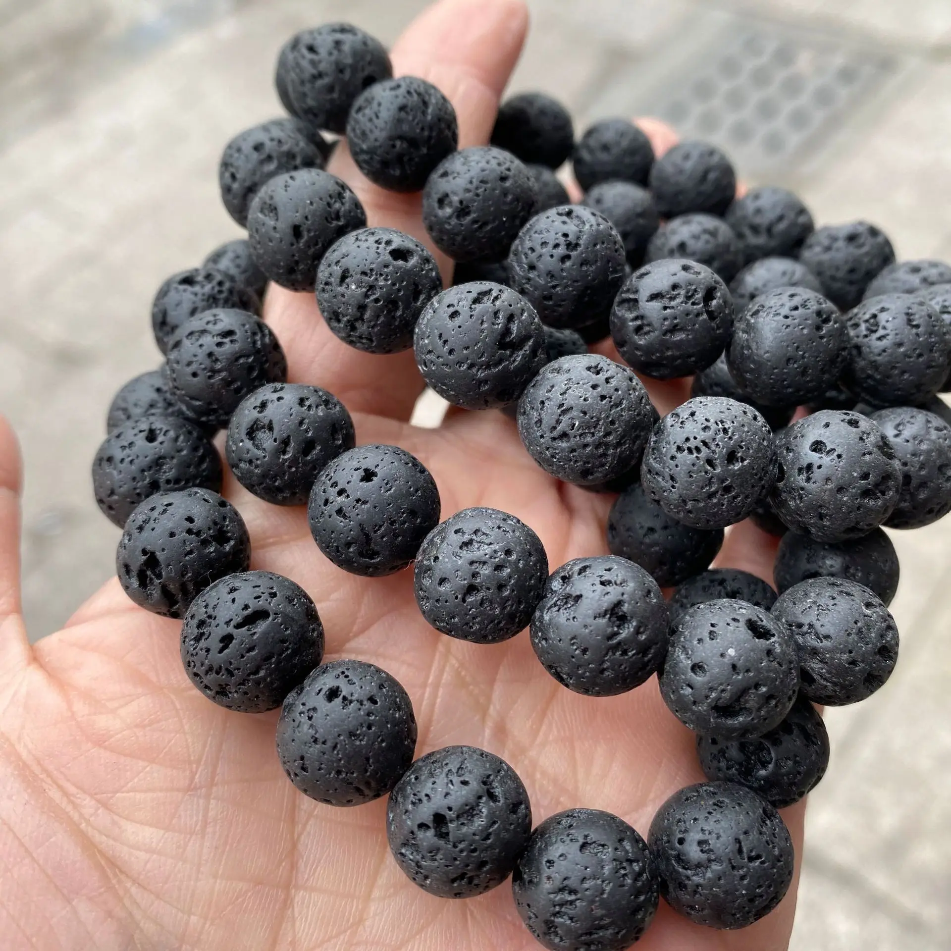 6/8/10/12MM Beads Stretch Bracelet for Women Men Natural Volcanic Lava Stone Charm Bracelets Jewelry Energy Yoga Pulsera Hombre