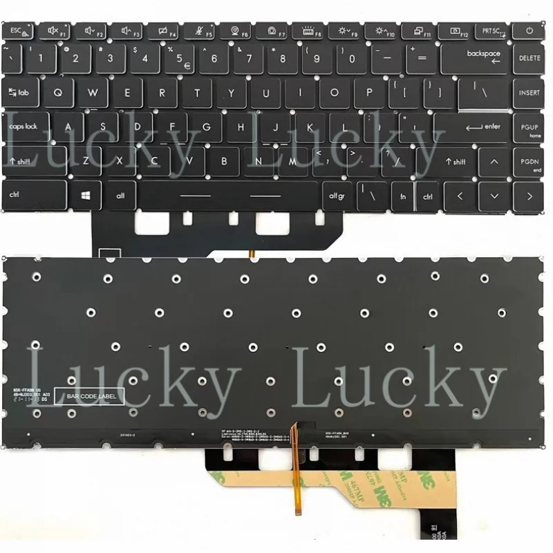 f New US Keyboard for MSI Prestige 14-A12S A12SC 14-A12U A12UC MS-14C6 Backlit Black