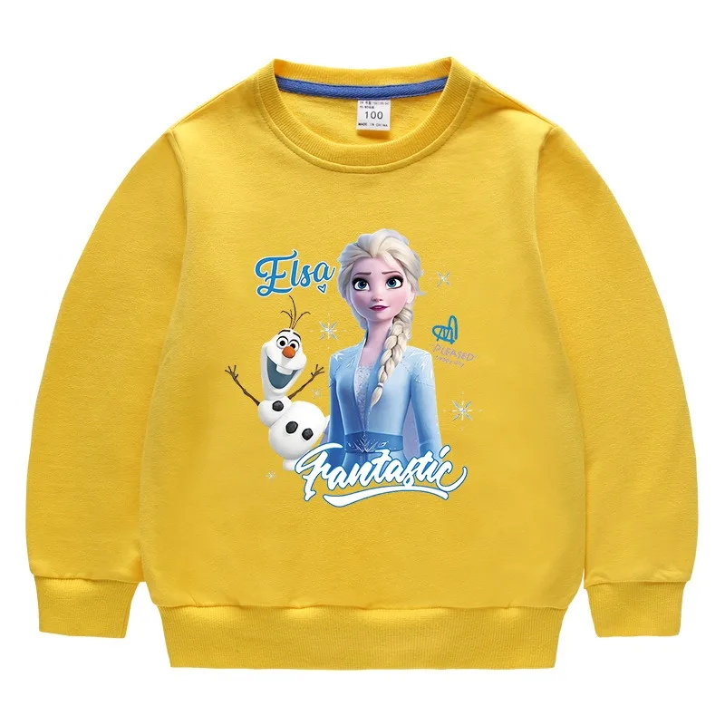 

Disney Quality Cotton Tee Shirt Autumn Girls Clothing for Children T-shirt Pink Long Sleeve Kids Tops Bluey Frozen Elsa Clothes