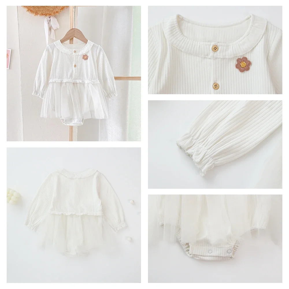 Niedliche, modische Herbst-Prinzessinnen-Langarm-Strampler für Kleinkinder und Mädchen – Detail 3