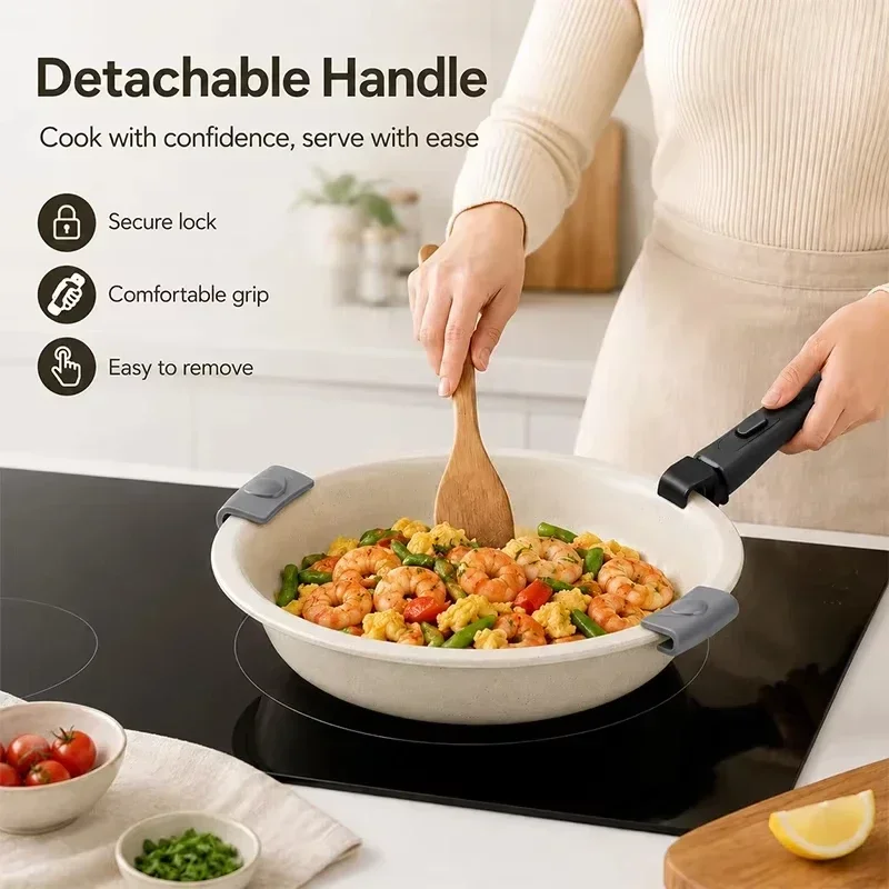 European Style Aluminum Alloy 'Flying Saucer Plate' With and Without Handles Ceramic Coating Suitable For Home-Style Stir-Frying