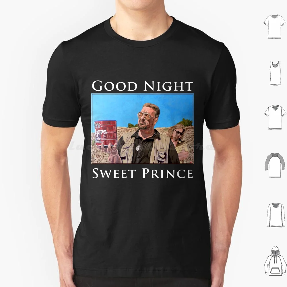 Camiseta de algodón de Good Night Sweet Prince para hombres y mujeres, estampado artesanal, The Dude Dude Donnys Eulogy Good Night Sweet Prince Lebowski The Big
