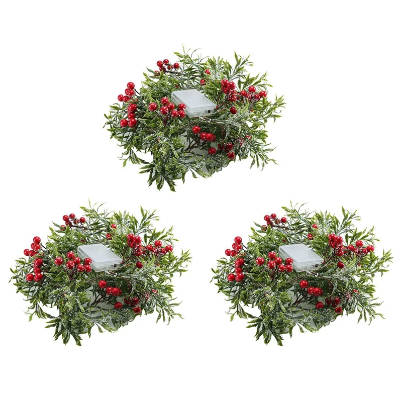 

LICE-3X 2 Meter 20 Led String Light Christmas Pine Leaves Berry Light LED Copper Wire Fairy Garland Patio Decorate Lamp