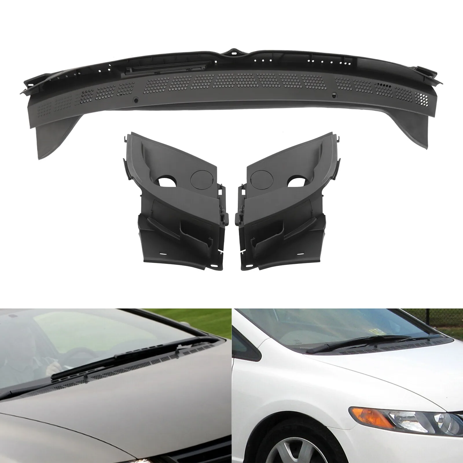 

Honda Civic 2006-2011 Windshield Cowl Cover Set w/ Wiper Arm Trim Covers - OE Style