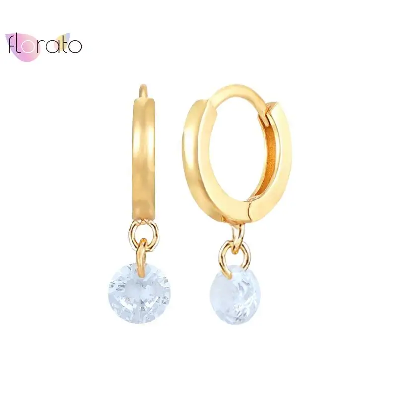 

925 Sterling Silver Needle French Light Luxury High-end Transparent Round Zircon Pendant Earrings Fashion Party Jewelry Gifts