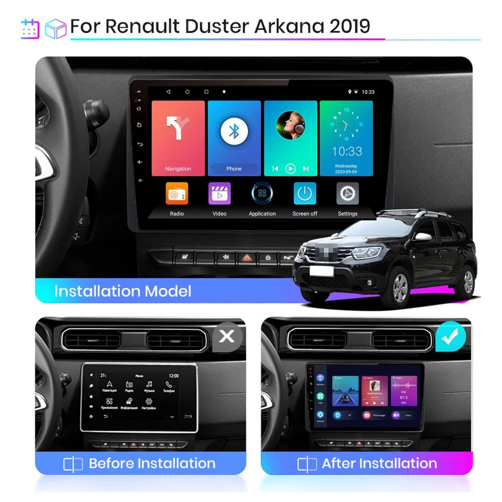 Icreative Android 10.0 Stereo Car Radio For Renault Duster HM 2 2020 - 2021 Arkana 1 2019 - 2021 Multimedia CarPlay HU Head Unit