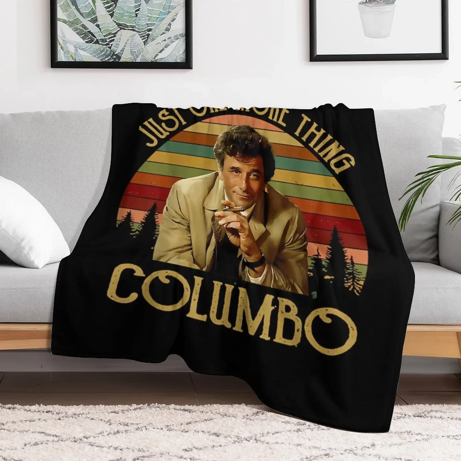 Music Retro Funny Men Columbo Gifts Music Fans Throw Blanket Shaggy Bed Blankets