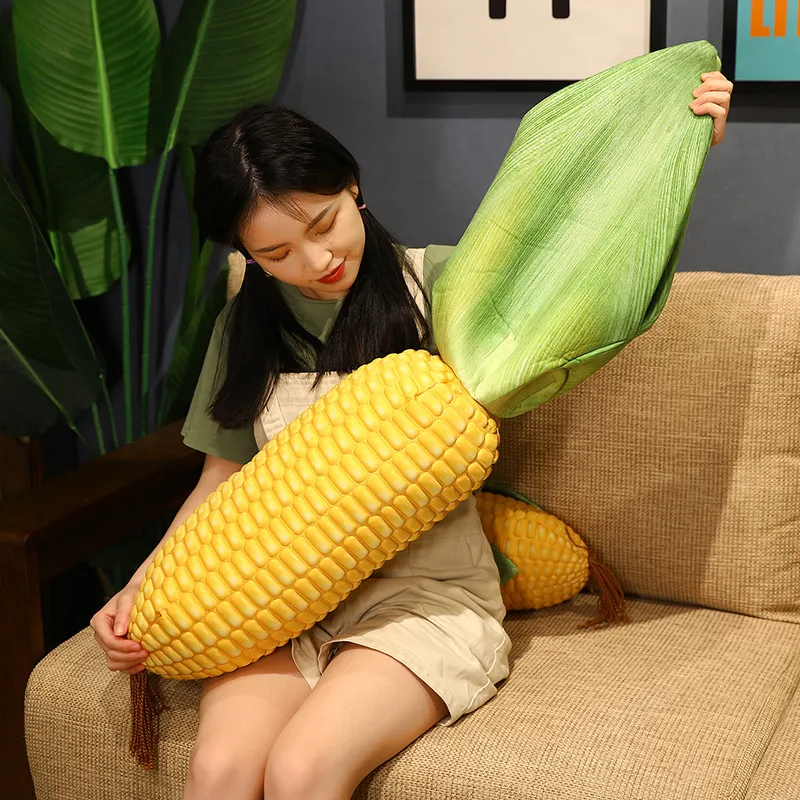 45-60cm Real life Corn Plush Toys Plant Grilled Corn With Leaf Sleeping Pillow Creative Stuffed Soft Dolls Funny Birthday Gift