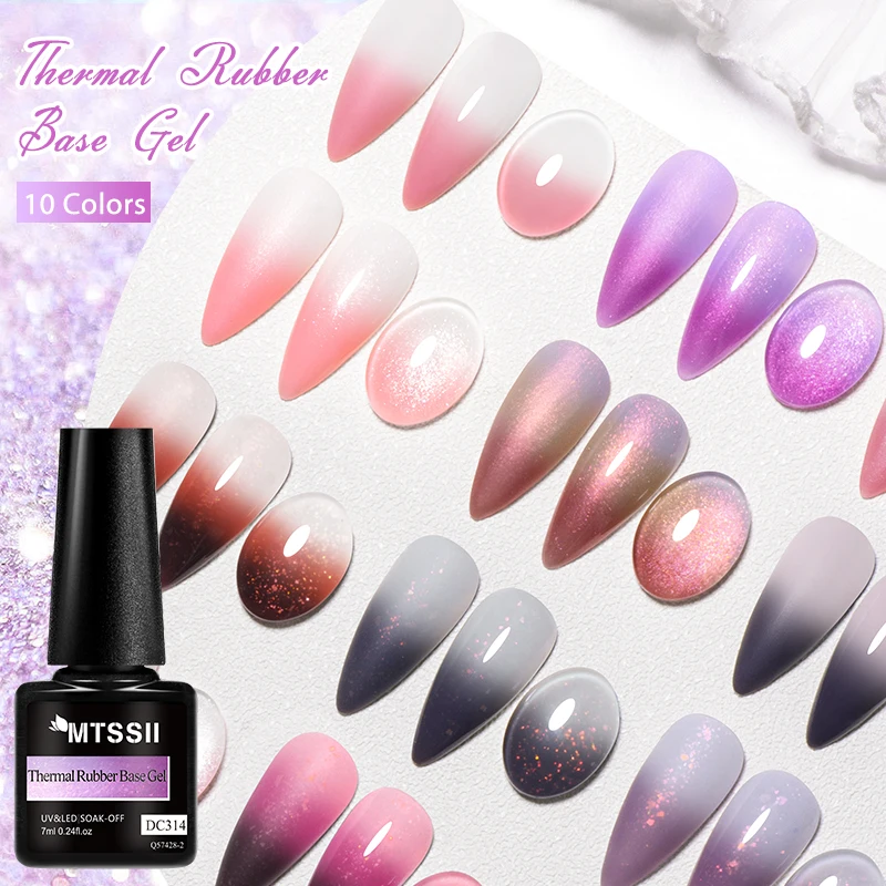 Auroras Thermal Rubber Base Gel Nail Polish Self Leveling Temperature Color Changing Semi-Permanent Soak Off UV LED Gel Varnish