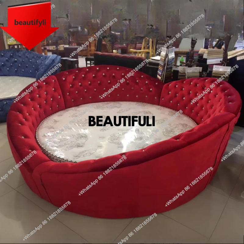 

A57 Modern Frame Luxury Double Bed Headboard King Size Full Frames Round Bed Twin Queen Modern Cama Matrimonial Bedroom Furnitur