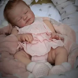 NPK 20inch August Reborn Baby Doll Already Painted Finished Same As Picture Lifelike Soft Touch 3D Skin Hand-Draw Hair Visible