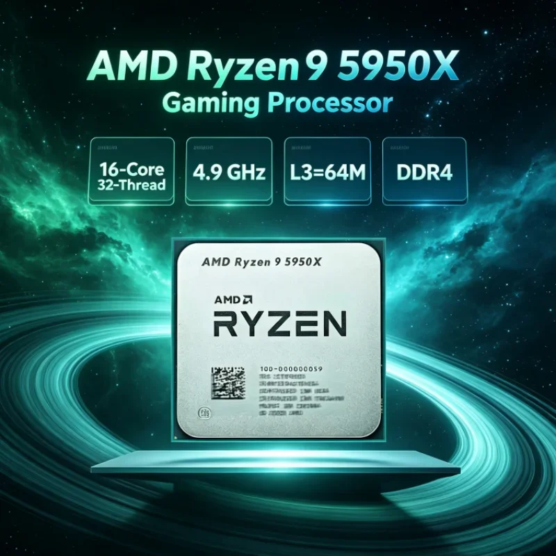 AMD Ryzen 9 5950X 105W DDR4 UP to 4.9GHz Socket AM4 16-Core 32-Thread 3.4 GHz but without cooler L3=64M Gaming CPU