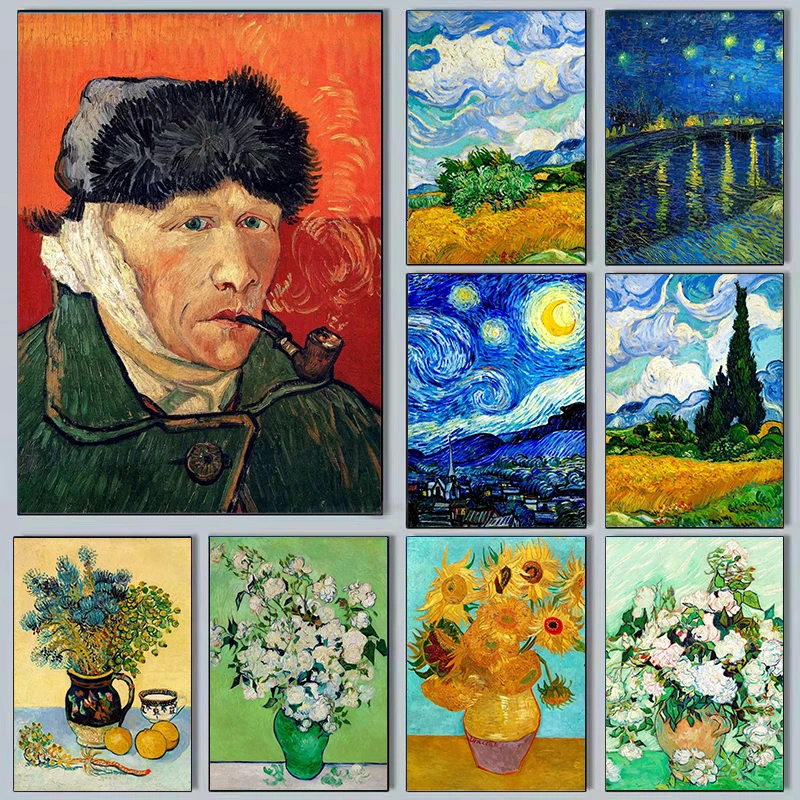 Vincent Van Gogh Writings Prints and Posters Great Work The Starry Night Canvas Painting Decorations Wall Art for Living Room