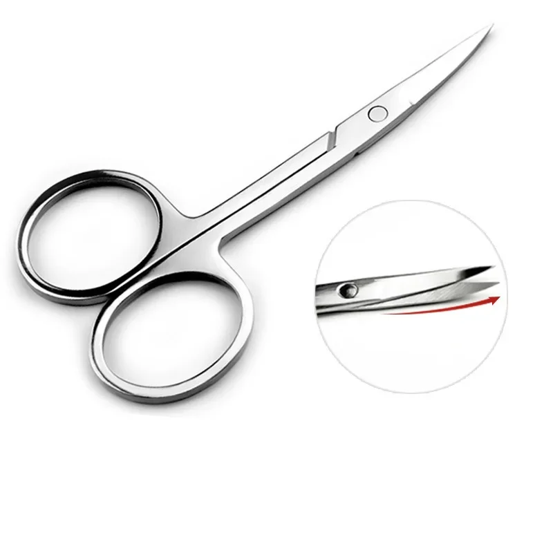 Stainless Steel Curved Tip Thin Blade Cuticle Scissors Nail Clippers Trimmer Dead Skin Remover Manicure Tools Eyebrow Toos