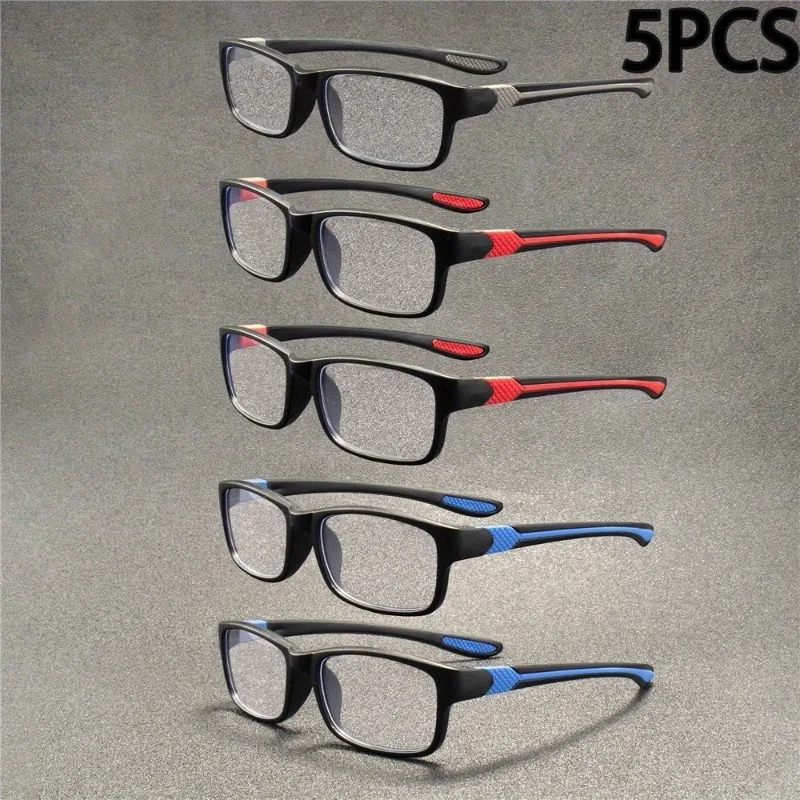 

5 Pairs of Men's Fashionable Reading Glasses Lightweight and Durable Design Suitable for Sports and Daily Wear
