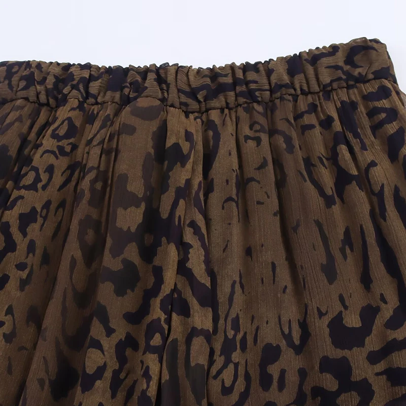 HXAO السراويل الفضفاضة السيدات الحيوان طباعة البنطلونات السراويل للمرأة خمر الطيات شبه شير بالازو السراويل الخريف السائل بنطلون #5