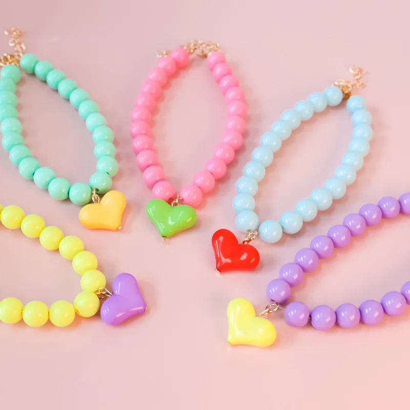 

Pet Necklaces, Cat and Dog Pearl Necklaces, Colorful Macarons, Dopamine Hearts, Silent