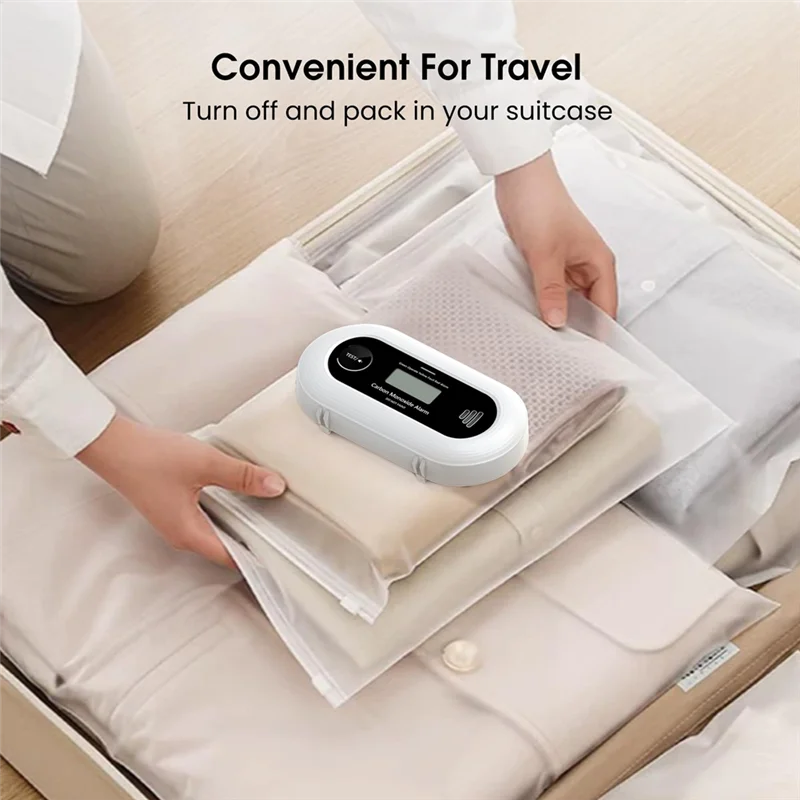 2025 Trend Carbon Monoxide Detector Alarm, Portable 10-Year Battery CO Alarm With Digital LCD Display, For Home, Office And Trav