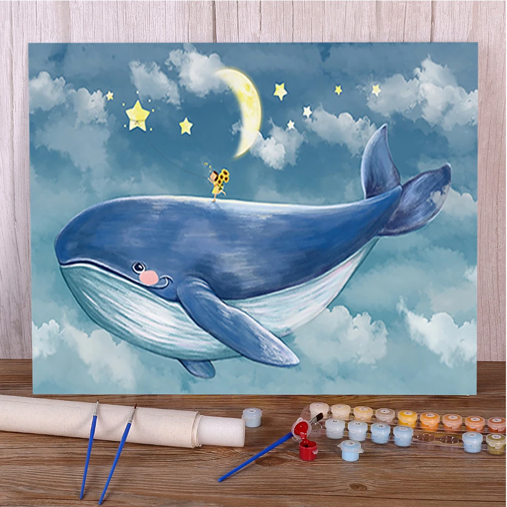 Animal Whale Painting By Numbers Package Oil Paints 40*50 Picture By Numbers Photo Loft Wall Picture For Children For Drawing