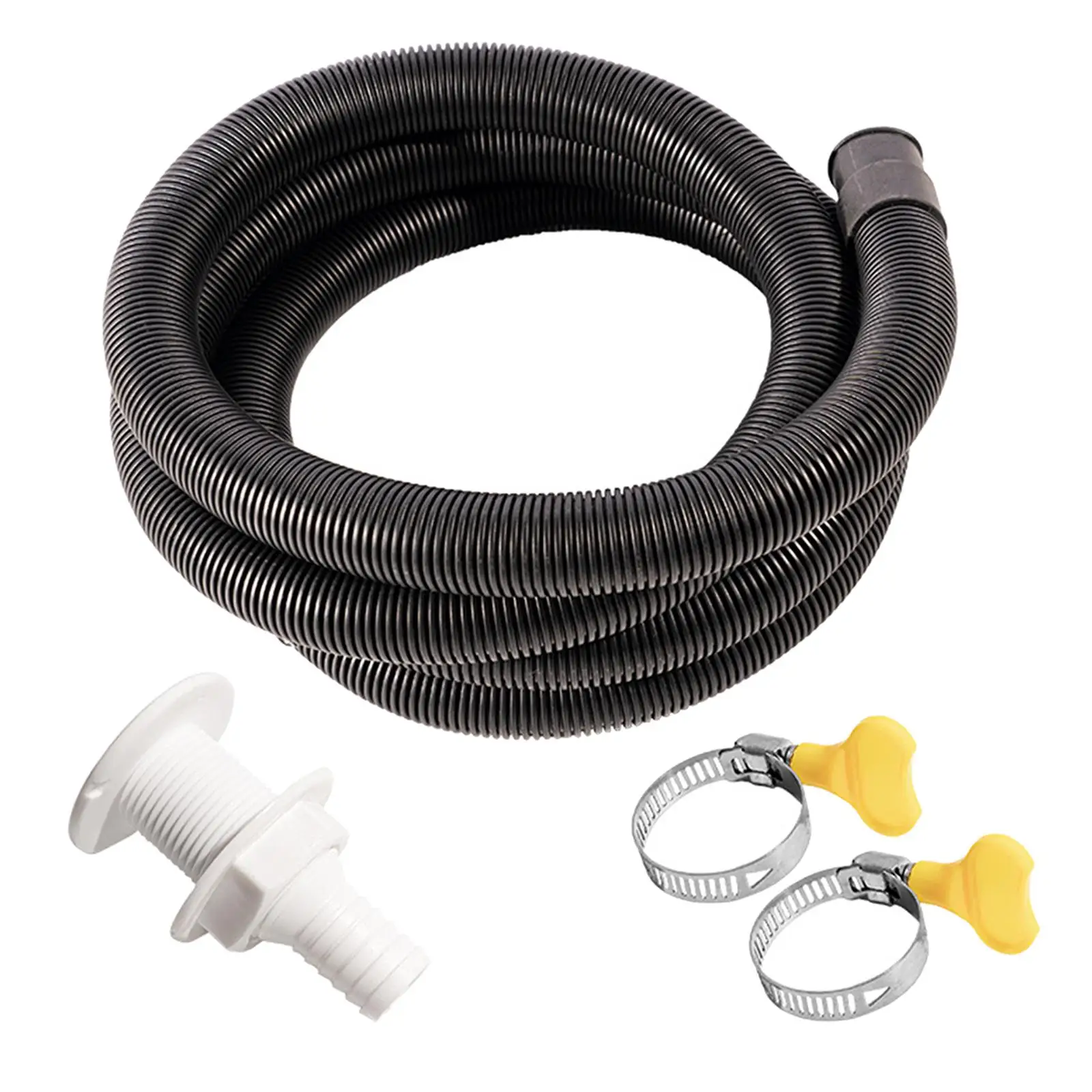 Bilge Pump Hose Installation 6.6 FT Plastic Hose 3/4-Inch Diameter with 2 Hose Clamps and Thru-Hull Fitting