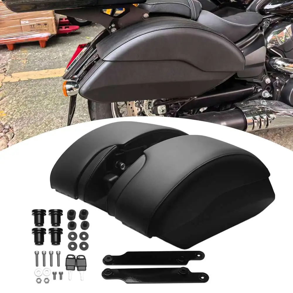 Quick Release Saddlebags Side Box W/ Mount Spools Kits PU Leather-wrapped For Indian Scout Sixty Bobber 2025-up