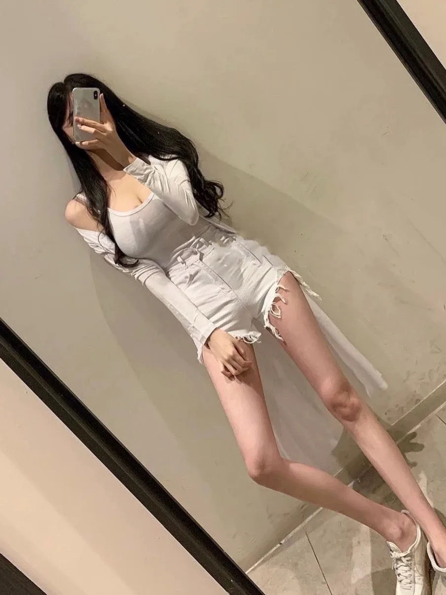 กางเกงยีนส์เอวสูงทรงตรงผ้าเดนิมบางเบาสำหรับฤดูร้อน ผ้ายืดคอตตอนสำหรับผู้หญิง ช่วยให้ดูผอมเพรียว