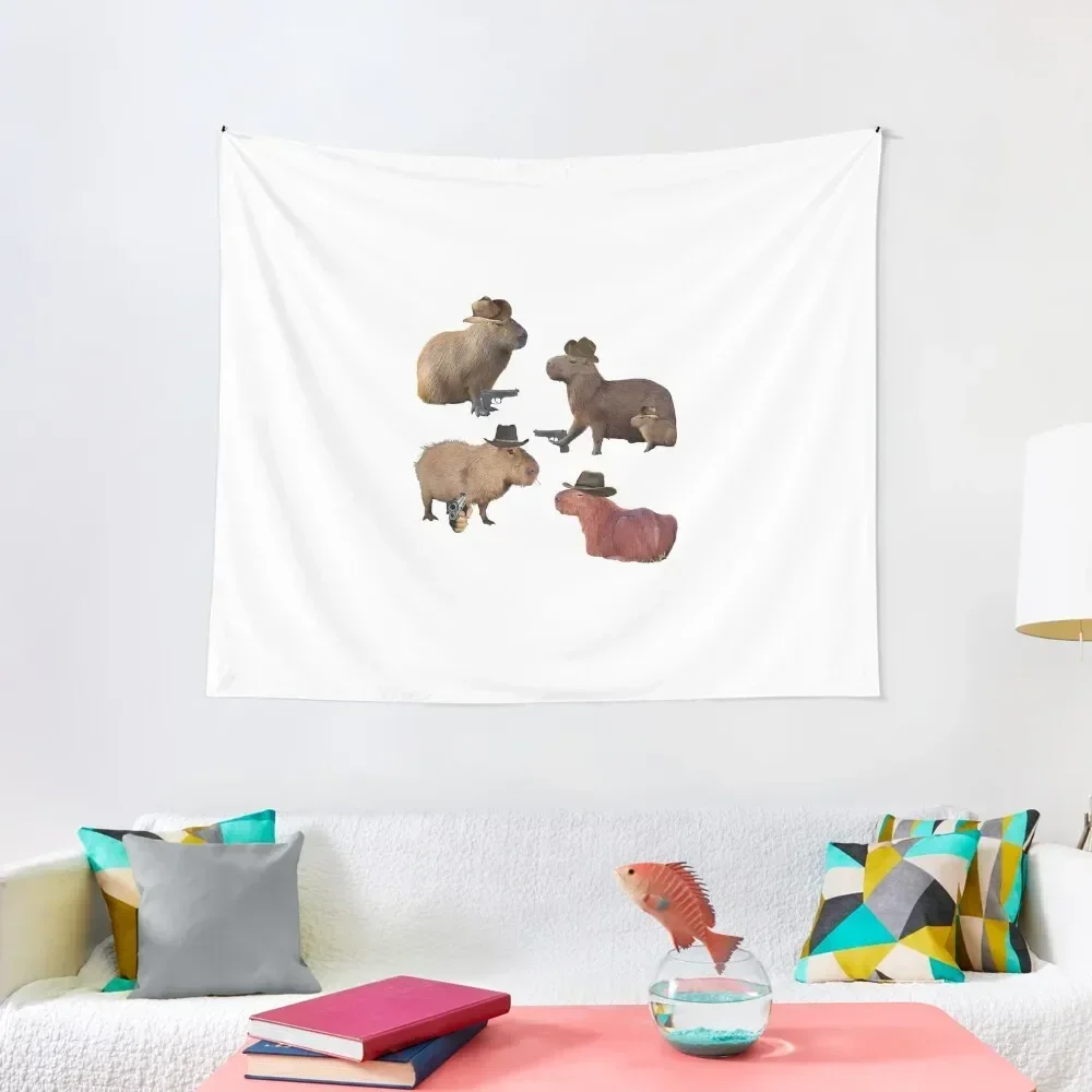 

Cowboy Capybara , Capybara Gift , Capybara Family Tapestry Room Decorations Aesthetic For Bedroom Bedrooms Decorations Tapestry