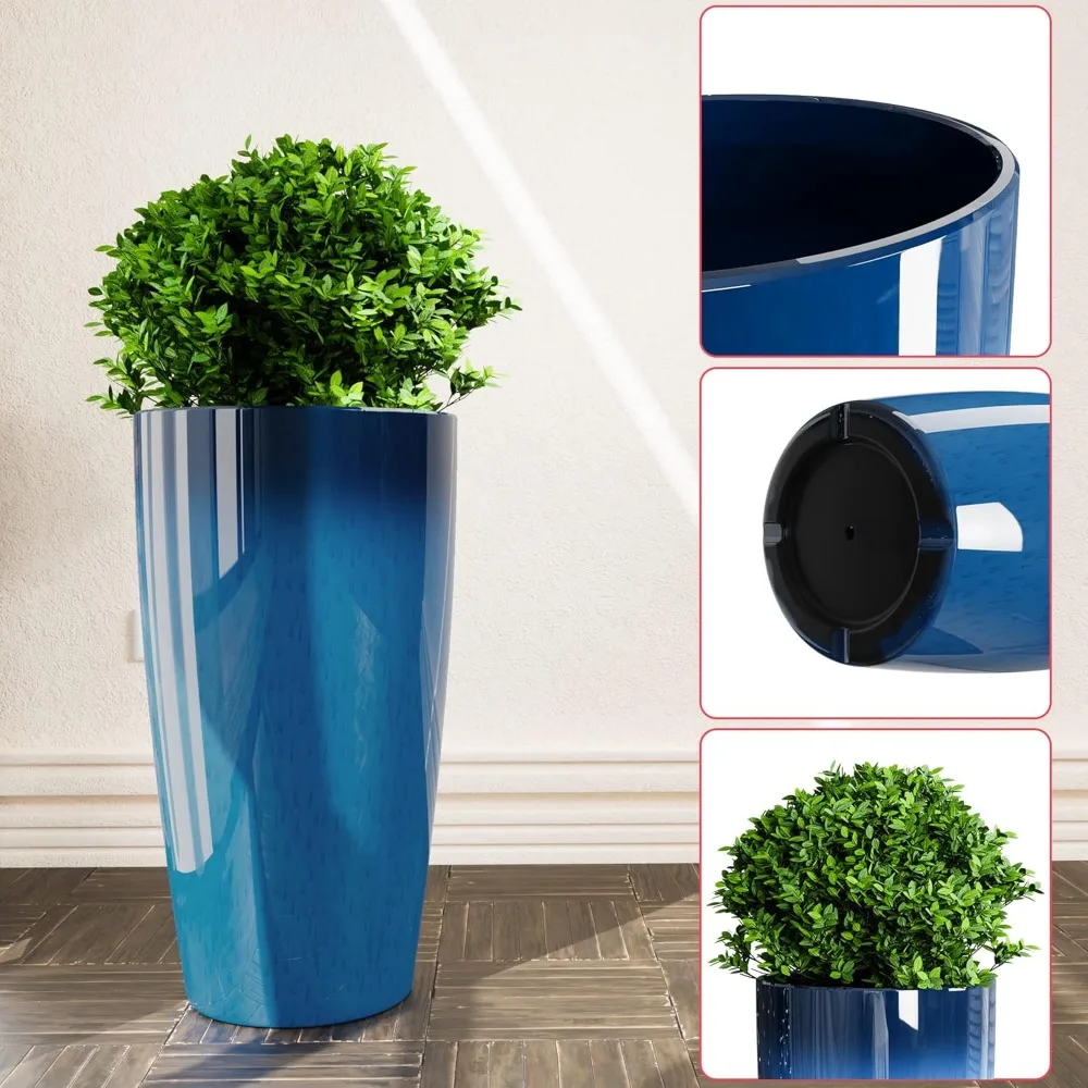 21 inch Tall Planters for Indoor & Outdoor Plants, 2 Pack Sturdy Plant Flower Tree Pots Modern Decor for Front Porch Patio