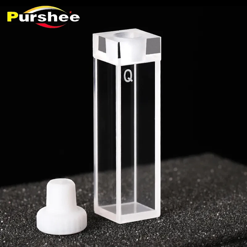 1pcs Standard quartz fluorescence cuvette cell with stopper(10mm) corrosion resisting without glue